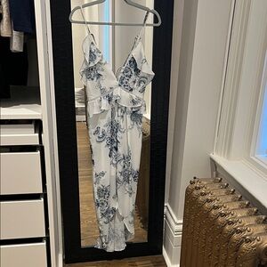L'ATISTE White and Blue Floral Dress